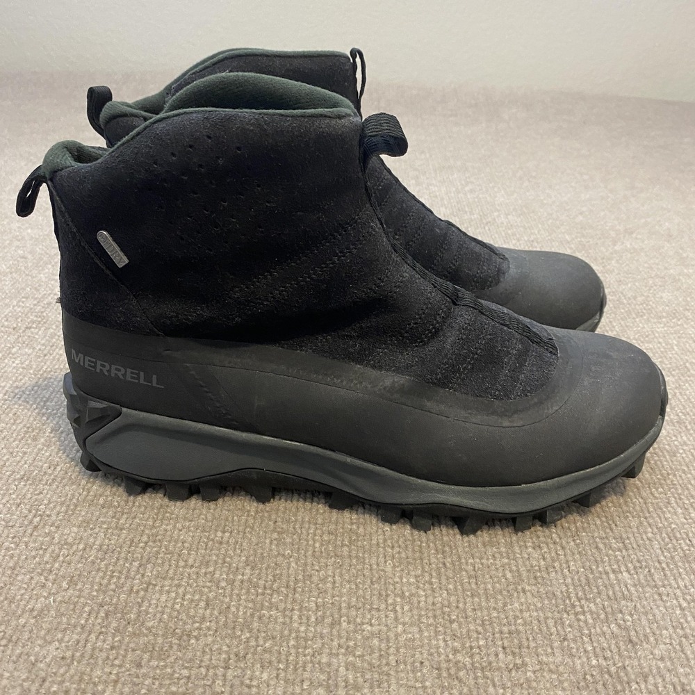 Merrell Snow Boots Mens Size 11 Black Suede Waterproof Insulated Ankle Winter